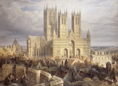 Cattedrale di Lincoln da Nord-Ovest, c.1850 da Frederick Mackenzie